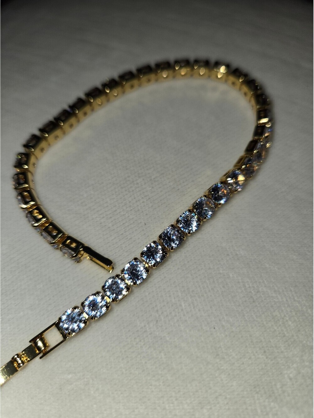 KC Plated 925 Sterling Silver Moissanite Tennis Bracelet with 4.8mm Spark